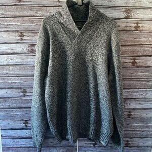 Eddie Bauer Men's Long-Sleeved‎ Pullover Sweater Size XL Black White Wool Blend